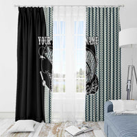 Striped Bass Jumping Graphic Window Curtain Rod Reel and Airplane on Fish Scale Pattern - Wonder Print Shop