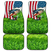 American Flag Bass Fishing Design Car Mats with Largemouth Bass and Green Grass Background - Wonder Print Shop