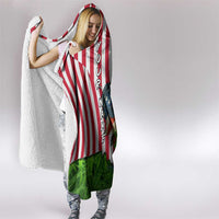 American Flag Bass Fishing Design Hooded Blanket with Largemouth Bass and Green Grass Background - Wonder Print Shop