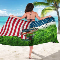 American Flag Bass Fishing Design Sarong with Largemouth Bass and Green Grass Background - Wonder Print Shop