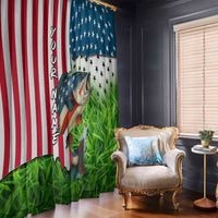 American Flag Bass Fishing Design Window Curtain with Largemouth Bass and Green Grass Background - Wonder Print Shop