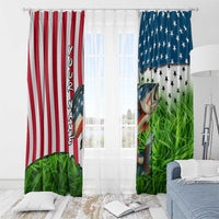 American Flag Bass Fishing Design Window Curtain with Largemouth Bass and Green Grass Background - Wonder Print Shop