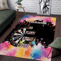 Dartboard and Colorful Paint Splash Darts Area Rug with Aim Shoot Swear Repeat Quote Custom Name - Wonder Print Shop