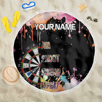 Dartboard and Colorful Paint Splash Darts Beach Blanket with Aim Shoot Swear Repeat Quote Custom Name - Wonder Print Shop