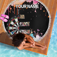 Dartboard and Colorful Paint Splash Darts Beach Blanket with Aim Shoot Swear Repeat Quote Custom Name - Wonder Print Shop