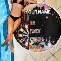 Dartboard and Colorful Paint Splash Darts Beach Blanket with Aim Shoot Swear Repeat Quote Custom Name - Wonder Print Shop