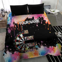 Dartboard and Colorful Paint Splash Darts Bedding Set with Aim Shoot Swear Repeat Quote Custom Name - Wonder Print Shop