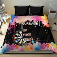 Dartboard and Colorful Paint Splash Darts Bedding Set with Aim Shoot Swear Repeat Quote Custom Name - Wonder Print Shop