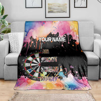Dartboard and Colorful Paint Splash Darts Blanket with Aim Shoot Swear Repeat Quote Custom Name - Wonder Print Shop