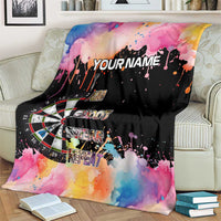 Dartboard and Colorful Paint Splash Darts Blanket with Aim Shoot Swear Repeat Quote Custom Name - Wonder Print Shop