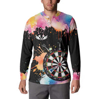 Dartboard and Colorful Paint Splash Darts Button Sweatshirt with Aim Shoot Swear Repeat Quote Custom Name TS04