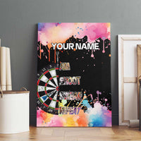 Dartboard and Colorful Paint Splash Darts Canvas Wall Art with Aim Shoot Swear Repeat Quote Custom Name - Wonder Print Shop