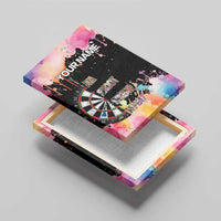 Dartboard and Colorful Paint Splash Darts Canvas Wall Art with Aim Shoot Swear Repeat Quote Custom Name - Wonder Print Shop
