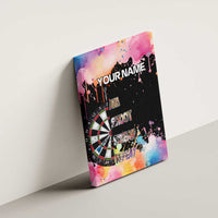 Dartboard and Colorful Paint Splash Darts Canvas Wall Art with Aim Shoot Swear Repeat Quote Custom Name - Wonder Print Shop