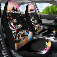 Dartboard and Colorful Paint Splash Darts Car Seat Cover with Aim Shoot Swear Repeat Quote Custom Name - Wonder Print Shop