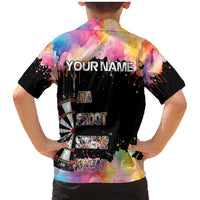 Dartboard and Colorful Paint Splash Darts Family Matching Mermaid Dress and Hawaiian Shirt with Aim Shoot Swear Repeat Quote Custom Name TS04