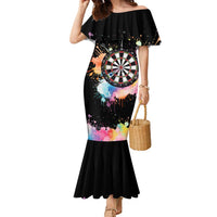 Dartboard and Colorful Paint Splash Darts Family Matching Mermaid Dress and Hawaiian Shirt with Aim Shoot Swear Repeat Quote Custom Name TS04
