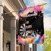 Dartboard and Colorful Paint Splash Darts Garden Flag with Aim Shoot Swear Repeat Quote Custom Name - Wonder Print Shop