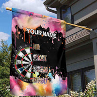 Dartboard and Colorful Paint Splash Darts Garden Flag with Aim Shoot Swear Repeat Quote Custom Name - Wonder Print Shop