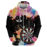 Dartboard and Colorful Paint Splash Darts Hoodie with Aim Shoot Swear Repeat Quote Custom Name TS04