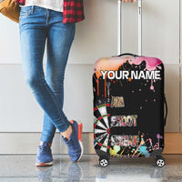 Dartboard and Colorful Paint Splash Darts Luggage Cover with Aim Shoot Swear Repeat Quote Custom Name - Wonder Print Shop
