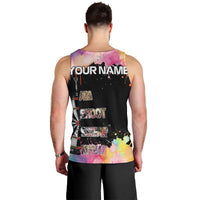 Dartboard and Colorful Paint Splash Darts Men Tank Top with Aim Shoot Swear Repeat Quote Custom Name TS04