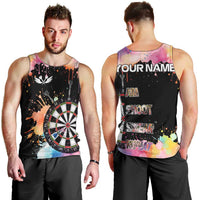 Dartboard and Colorful Paint Splash Darts Men Tank Top with Aim Shoot Swear Repeat Quote Custom Name TS04