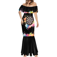 Dartboard and Colorful Paint Splash Darts Mermaid Dress with Aim Shoot Swear Repeat Quote Custom Name TS04