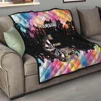 Dartboard and Colorful Paint Splash Darts Quilt with Aim Shoot Swear Repeat Quote Custom Name - Wonder Print Shop