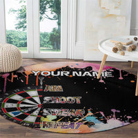 Dartboard and Colorful Paint Splash Darts Round Carpet with Aim Shoot Swear Repeat Quote Custom Name - Wonder Print Shop