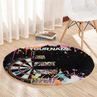Dartboard and Colorful Paint Splash Darts Round Carpet with Aim Shoot Swear Repeat Quote Custom Name - Wonder Print Shop