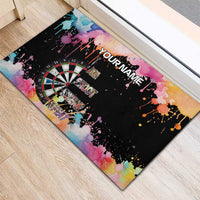 Dartboard and Colorful Paint Splash Darts Rubber Doormat with Aim Shoot Swear Repeat Quote Custom Name - Wonder Print Shop