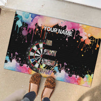 Dartboard and Colorful Paint Splash Darts Rubber Doormat with Aim Shoot Swear Repeat Quote Custom Name - Wonder Print Shop