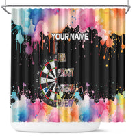 Dartboard and Colorful Paint Splash Darts Shower Curtain with Aim Shoot Swear Repeat Quote Custom Name - Wonder Print Shop