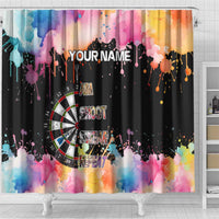 Dartboard and Colorful Paint Splash Darts Shower Curtain with Aim Shoot Swear Repeat Quote Custom Name - Wonder Print Shop