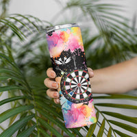 Dartboard and Colorful Paint Splash Darts Skinny Tumbler with Aim Shoot Swear Repeat Quote Custom Name - Wonder Print Shop