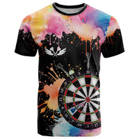 Dartboard and Colorful Paint Splash Darts T Shirt with Aim Shoot Swear Repeat Quote Custom Name TS04