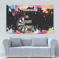 Dartboard and Colorful Paint Splash Darts Tapestry with Aim Shoot Swear Repeat Quote Custom Name - Wonder Print Shop