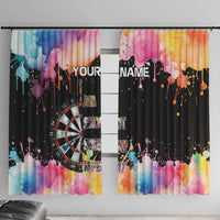 Dartboard and Colorful Paint Splash Darts Window Curtain with Aim Shoot Swear Repeat Quote Custom Name - Wonder Print Shop