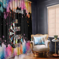 Dartboard and Colorful Paint Splash Darts Window Curtain with Aim Shoot Swear Repeat Quote Custom Name - Wonder Print Shop