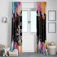 Dartboard and Colorful Paint Splash Darts Window Curtain with Aim Shoot Swear Repeat Quote Custom Name - Wonder Print Shop