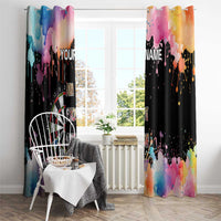 Dartboard and Colorful Paint Splash Darts Window Curtain with Aim Shoot Swear Repeat Quote Custom Name - Wonder Print Shop
