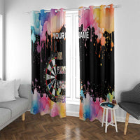 Dartboard and Colorful Paint Splash Darts Window Curtain with Aim Shoot Swear Repeat Quote Custom Name - Wonder Print Shop
