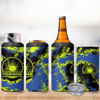 Abstract Blue and Yellow Bowling Ball Strike Design 4 in 1 Can Cooler Tumbler with Custom Name Print - Wonder Print Shop