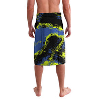 Abstract Blue and Yellow Bowling Ball Strike Design Lavalava with Custom Name Print - Wonder Print Shop