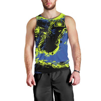 Abstract Blue and Yellow Bowling Ball Strike Design Men Tank Top with Custom Name Print - Wonder Print Shop
