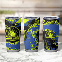 Abstract Blue and Yellow Bowling Ball Strike Design Tumbler Cup with Custom Name Print - Wonder Print Shop