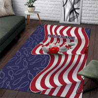 American Flag Bowling Pin Strike Graphic Area Rug with Custom Name and Pattern Background - Wonder Print Shop