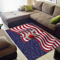American Flag Bowling Pin Strike Graphic Area Rug with Custom Name and Pattern Background - Wonder Print Shop