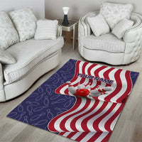 American Flag Bowling Pin Strike Graphic Area Rug with Custom Name and Pattern Background - Wonder Print Shop